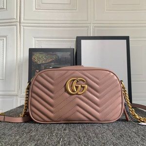 💕✨AUTHENTIC✨💕G🌞G ⭐ Marmont small matelasse shoulder bag Dusty Pink
